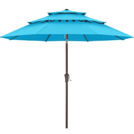 ABCCANOPY 9Ft 3 Tiers Market Umbrella, Outdoor Table Umbrella for Patio, Deck, Backyard (Turquoise)