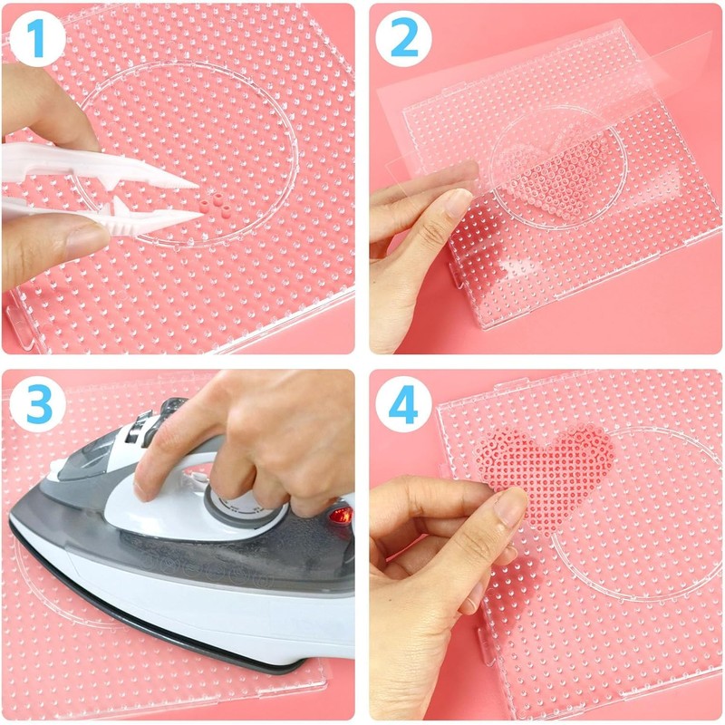 FENGCHUANG 8 Pieces Ironing Beads Pegboard, Bead Plate Square, Transparent