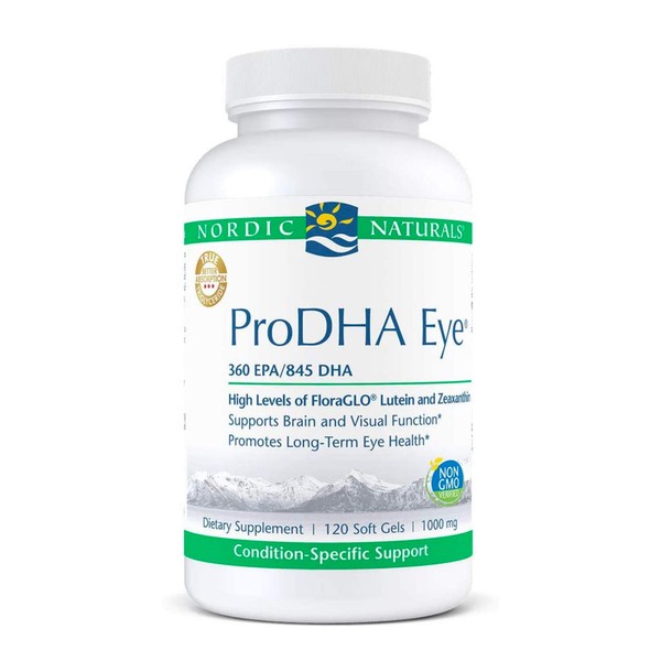 Nordic Naturals ProDHA Eye - Fish Oil, 360 mg EPA, 845 mg DHA, 20 mg FloraGLO Lutein, 4 mg Zeaxanthin, Support for Neurological Function and Long-Term Eye Health*, 120 Soft Gels