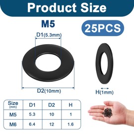 Unterlegscheiben M5 25 Stück Beilagscheiben Groß A2 V2A Schwarz Flache U-Scheiben