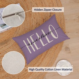 Lavender Pillow Covers 12x20 Set of 4 Spring Summer Throw Pillow Covers Purple Flower Pillow Covers Cushion Covers Linen Pillow Cases for Sofa Couch Outdoor Home Decorations(12x20)