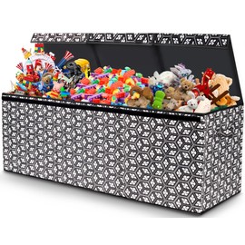 Large Toy Box, Toy Box for Boys, Toy Box Storage Chest, Collapsible Sturdy Storage Bins with Lids, Large Kids Toy Box Storage Chest Organizer for Nursery Room, Playroom, Closet, 40.6X16.5X14.2 In