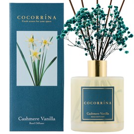 COCORRÍNA Reed Diffuser - Cashmere Vanilla 17 Fl.oz Reed Diffuser with 8 Sticks Scented Diffuser with Preserved Flowers for Bathroom Home Decor