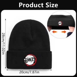 PQKL-party Demon Slayer Knitted Hat,Demon Slayer Beanie Hat,Demon Slayer Hat,Demon Slayer Embroidery Knitted Hat,Winter Beanie Hats Keep Warm Hat,Demon Slayer Beanies Hat, Gifts For Kid Boys Girls