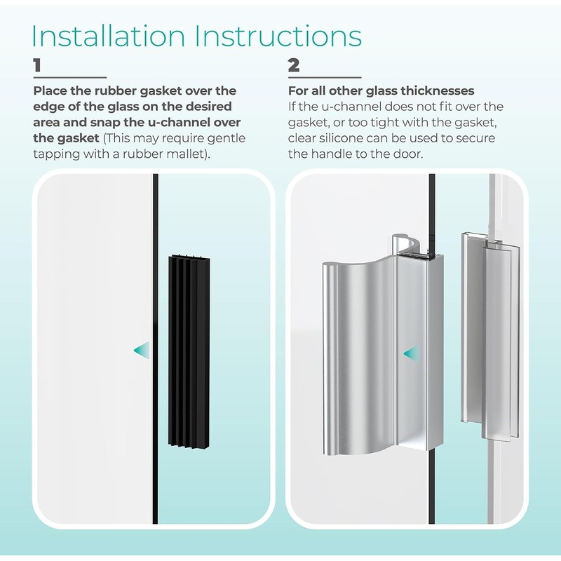 CERF ROUGE Frameless Shower Door Handle with Magnetic Strike -