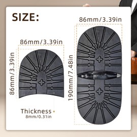 Flylin 2 Pairs Rubber Half Replacement Soles, Anti-Slip Shoe Replacement Rubber Out Sole, Mute Rubber Soles Shoes Repair Replacement for Women Men Leather Shoes (Black Heel)