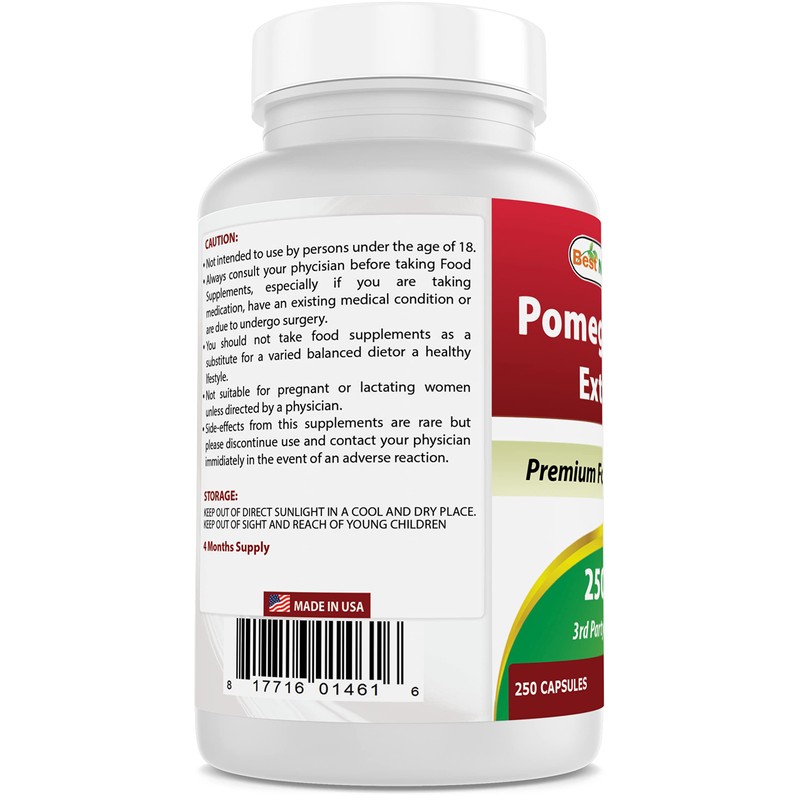 Best Naturals Pomegranate Extract 250 mg 250 Capsules (250 Count