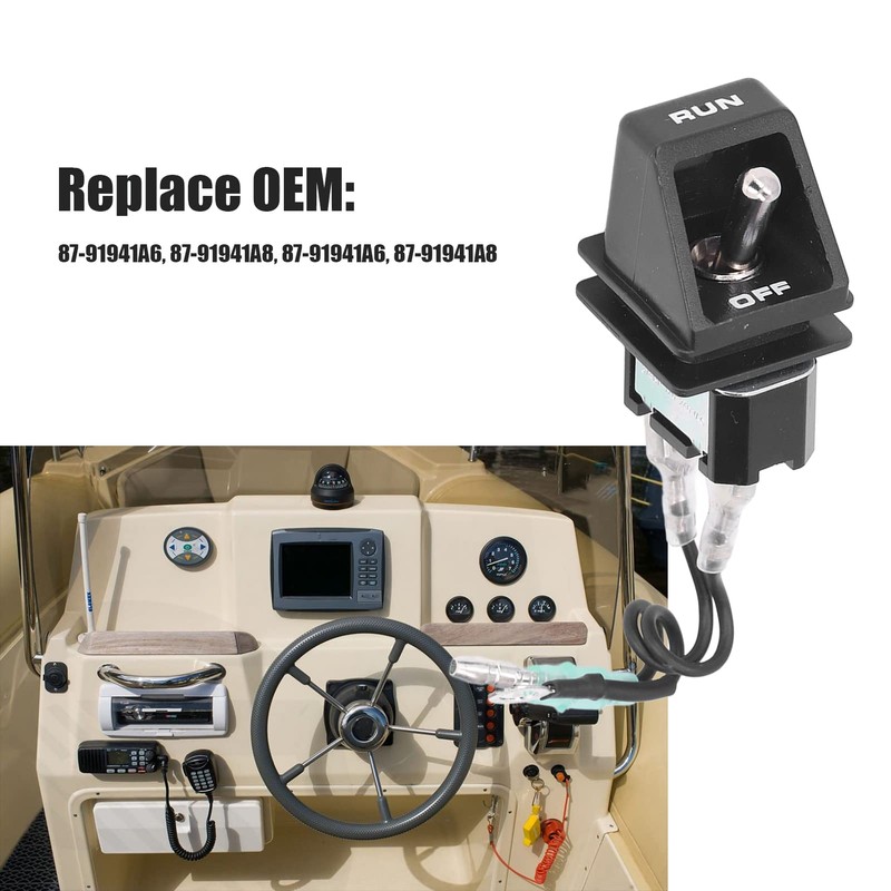 Outboard Motor Stop Switch, 87‑91941A8 Stainless Steel Marine Boat Motor