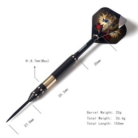 Cuesoul Dragon Deluxe Brass Steel Darts, 21 Grams