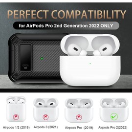 USDILU TQW Funda Airpods Pro 2 generación 2022 y 2023 USB c Case Uso Rudo Cover de Silicona con Llavero Accesorios de Protectora Carcasa(Negro)