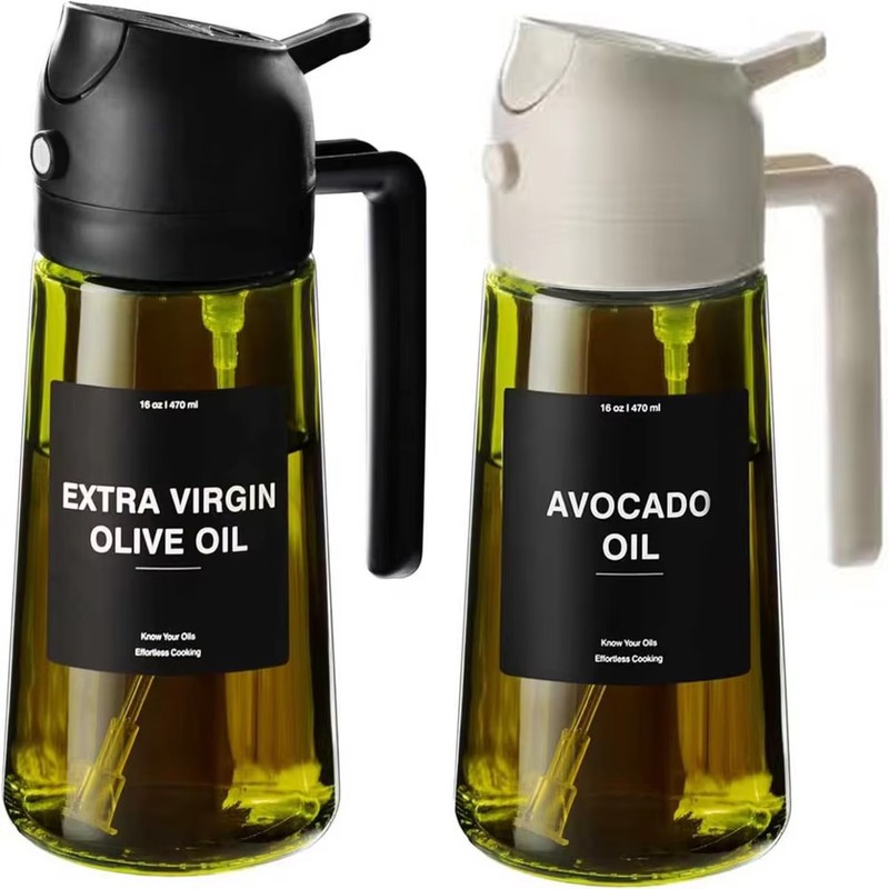 2-in-1 Olive Oil Sprayer for Cooking – 16 oz Glass