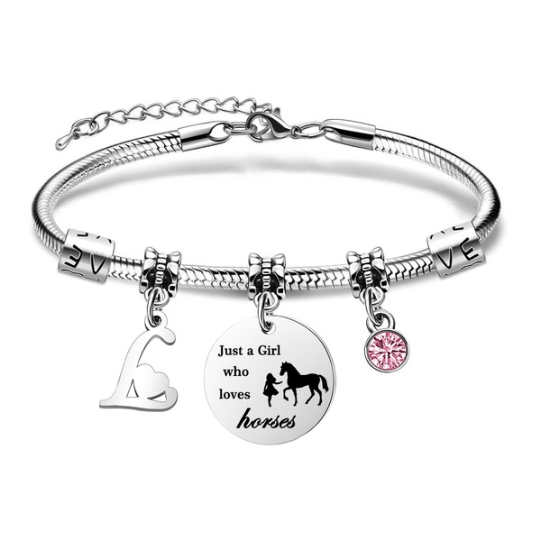 COEROW Initial Letters Horse Bracelets Just A Girls Who Loves