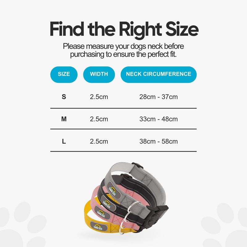 Dawn Dog Collar Small - Reflective, Soft & Padded Breathable