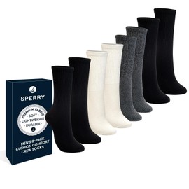 Sperry Men’s 8-Pack Cushion Comfort Crew Socks, Grey Multi, 6-12