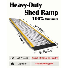47in Aluminum Versatile Loading Ramp for Hand Truck, Bicycle, Motorcycle, ATV & More, Sturdy Anti-Slip, Shed Ramp 2 Pack for Riding Mower, Lightweight for Blowers, Pickup Trucks-880 lbs/PR Capacity