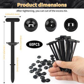 60PCS Nylon Universal Cable Tie Buckle for Car, Automotive Zipper Clips for Car Daily Repair, Grip Auto Zip Tie Buckles,Push Pin Clip Auto Body Parts Trim, Plastic Cable Ties Tool Fasteners