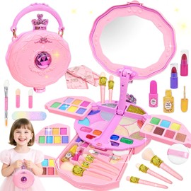 VBACALA Makeup Toy, Colored Makeup Set, Girls, 3 Tiers, Makeup Box with Mirror, Foldable, Dressers, Kids, Makeup, Cosmetics, Pretend Play, Toy, Children, Elementary School, Christmas, Birthday Gift