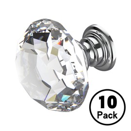 Alzassbg 10 Pack Clear Crystal Drawer Knobs, 1-1/5 Inch(30mm) Diameter Cabinet Knobs Glass Diamond Crystal Knobs for Drawers AL1001