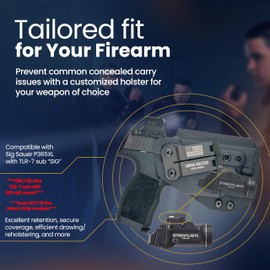 Lindahl Holster IWB Kydex for Sig P365XL + TLR-7 Sub – Fits SIG Rail Mount Only – Not for Macro Grip or 1913 Light – Concealed Carry – Optic in USA (Black, Left Hand)