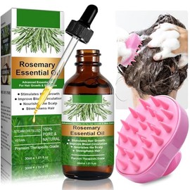 Aceite de Romero para el Cabello 30ml con Cepillo Masajeador  Rosemary Hair Oil with Scalp Massager, Hair Growth  Repair                              