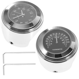 Vaguelly Set of 2 22-25mm Motorcycle Handlebar Thermometer Clock Night-Reading Easy Install