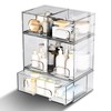 5 Pack Stackable Storage Drawers, Clear Plastic Organizer Bins with