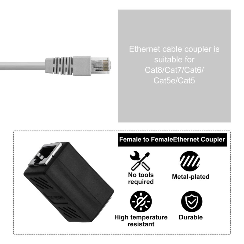 sourcing map 20 Pack RJ45 Ethernet Coupler, Female to Female