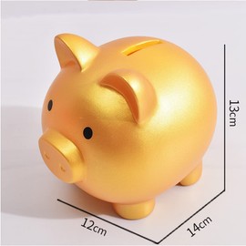 Gold Color Money Box, Pig, Lucky Item, Good Luck, Piggy Bank, Can Be Removed Many Times, For Children, Present, Coin Purse, 5.5 x 5.9 x 4.9 inches (14 x 15 x 12.5 cm)