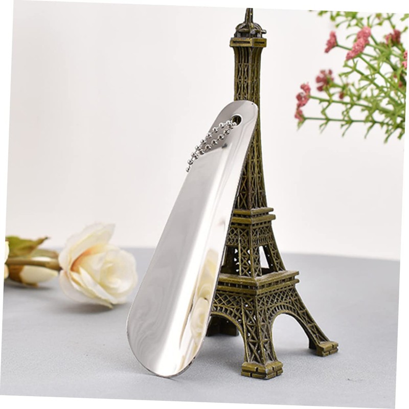 Healeved 2pcs Portable Stainless Steel Shoehorn with Hanging Ring Ergonomic