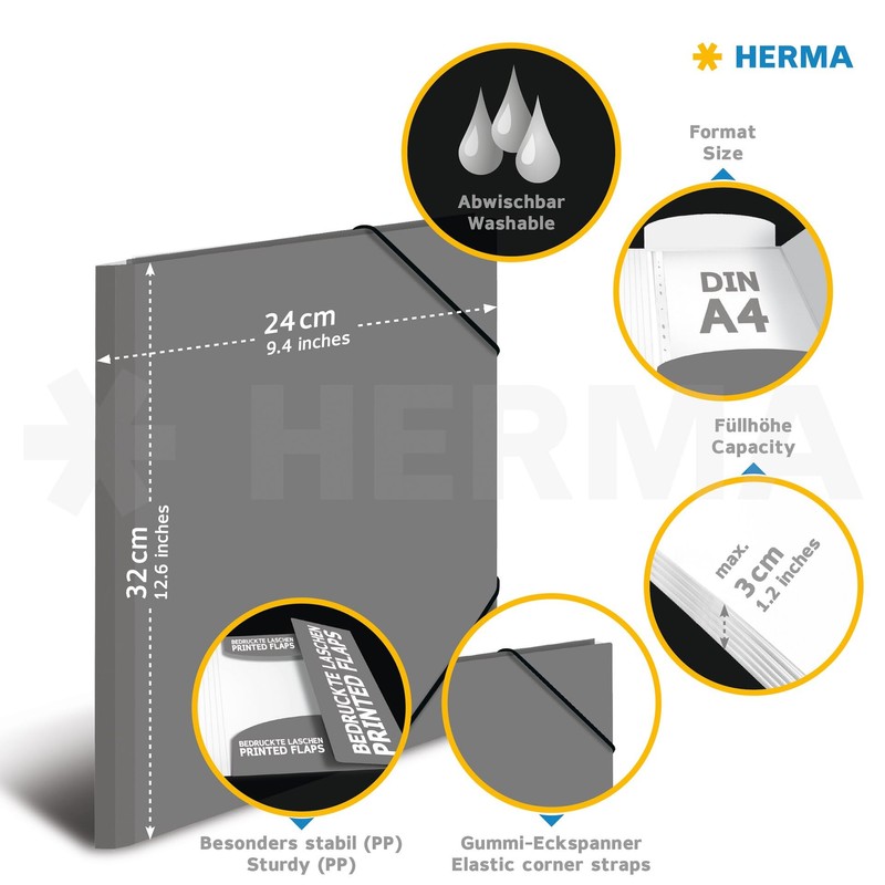 HERMA Portfolio Folder A4 Giraffe Children's Plastic Corner Folder with