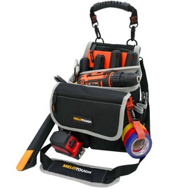 MELOTOUGH Electrician Tool Pouch Bag with Shoulder Strap 20 Pockets Tool Belt Pouch Tool Holster with Hammer Loop Tool Bag for Tradesman,Carpenter