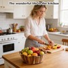 Wooden Fruit Bowl, Large Kitchen Counter Fruit Basket Storage