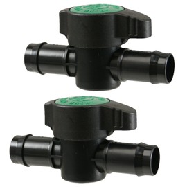 Habitech 2-Pack In-Line Barbed Ball Valve for 3/4 Inch Tubing - Regulate and Shut-Off/On Water Flow