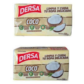 Pack of 2 Dersa Coconut Soaps – 200 g each | Natural Multi-Purpose Soap for Clothes, Hands and General Cleaning | Traditional Biodegradable Formula | Made in Colombia