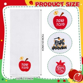FuWeave 3 Pcs Embroidered Rosh Hashanah Hand Towel Cotton Pomegranate Shana Tova Bathroom Kitchen Towels Happy Rosh Hashanah Kitchen Towels Jewish Holiday Hostess Gift for Holiday Party Decorations