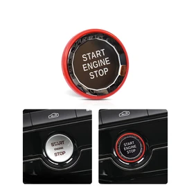 HIBEYO ABS Car Engine Start Stop Button Cover Fits for for Jaguar F-PACE XFL XEL XF XE Push Start Stop Switch Button One-Button Start Button Key Ignition Starter Car Star Engine Button Red