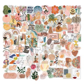 Bafanly 100 Pieces Boho Aesthetic Stickers Minimalist Abstract Line Art Decoration for Water Bottle Laptop Phone Skateboard Stickers for Teenage Girls Kids Women