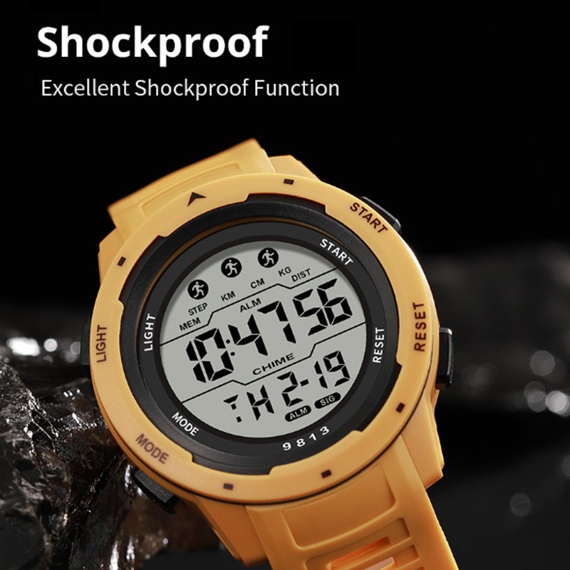 Men Sport Digital Chronograph Rubber Strap Watch Waterproof Outdoor Sporty