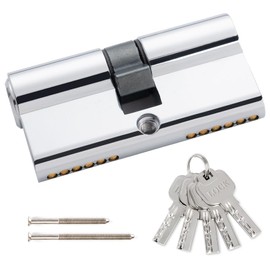 Hengsong Cylinder Lock 30/30, Lock Cylinder 30/30, Profile Cylinder for Front Door, Front Door, Security Lock Front Door, Garden Gate Lock, Front Door Lock, Approx. 6 cm x 1.68 cm x 3.28 cm, Silver