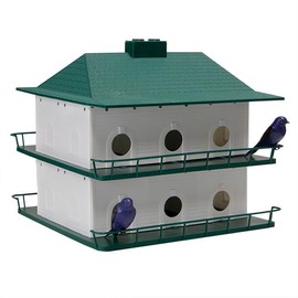BestNest 12-Room Two-Story Purple Martin House with 2 Decoys – Durable Plastic, Ventilated Design