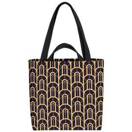 VOID Art Deco Pattern Blue Retro Bag 33 x 33 x 14 cm 15 L Shopping Bag Shopper Shopping Bag, multicoloured, Casual
