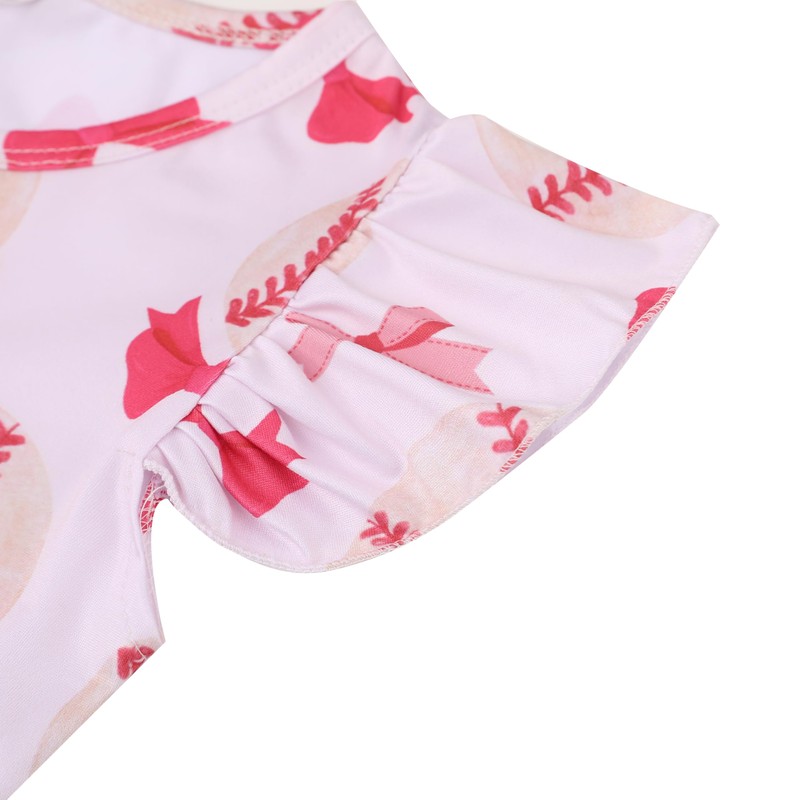 DACSOIT Toddler Girl Dress Baseball Sports Print Ruffle Bottom Casual