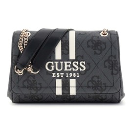 GUESS Noelle II Convertible Xbody Flap Bag Coal Logo