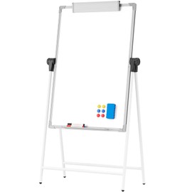 Lumspax Large Doubole Sided White Board with Stands, 40" x 28" A-Stand Dry Erase Easel with Wheels, Portable Flip Chart Easel with Height Adjustable Design for Home, School, Office