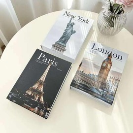 Xydedoing Console Table Decors Faux Books, New York Paris London Set of 3 Pieces Luxury Books Decor Set for Living Room,Book Decor for Coffee Table Farmhouse Home Decor Gift for Interior Designers