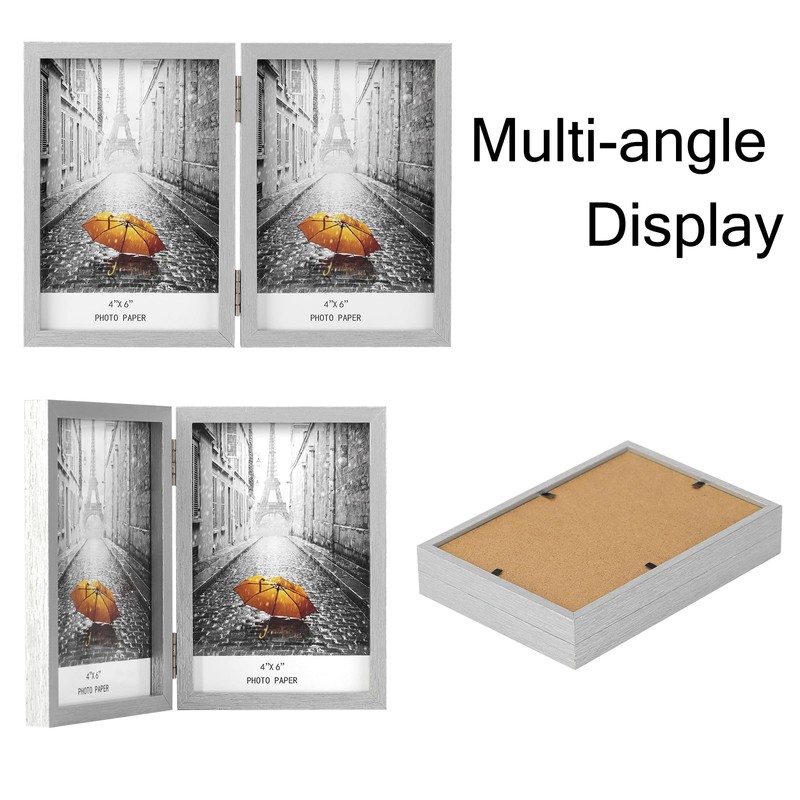 AVEAX Double 4x6 Picture Frame Hinged Folding Photo Frame with