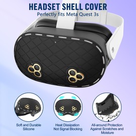 Silicone Cover Set Compatible with Meta/Oculus Quest 3s Accessories, Silicone Face Cover, Controller Grip Cover, Camera Lens Protector, VR Shell Cover, Protective Lens Cover, Skin for Quest 3s