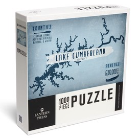 Lantern Press 1000 Piece Jigsaw Puzzle, Lake Cumberland, Kentucky, Lake Essentials, Shape, Acreage and County