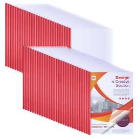 Thenshop 100 Pcs Clear Report Covers with Sliding Bars Sliding Bar File Folder Binder Plastic Report Folder for File Paper Book Resume Letter Office, 30 Sheet Capacity (Red)