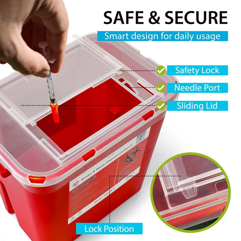 Sharps Containers for Home Use 2 Gallon (3-Pack) - Needle